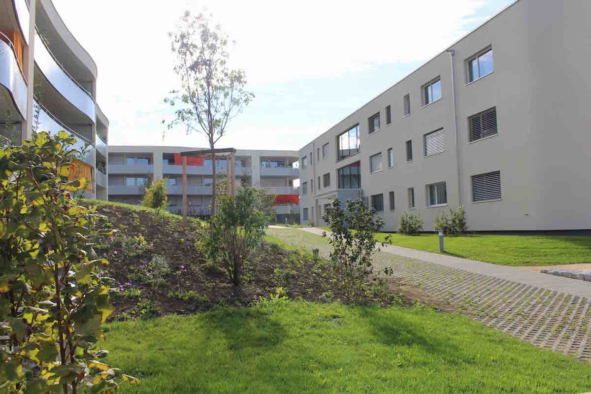 Wohnüberbauung GENESIS in Beringen mit begrüntem Innenhof
